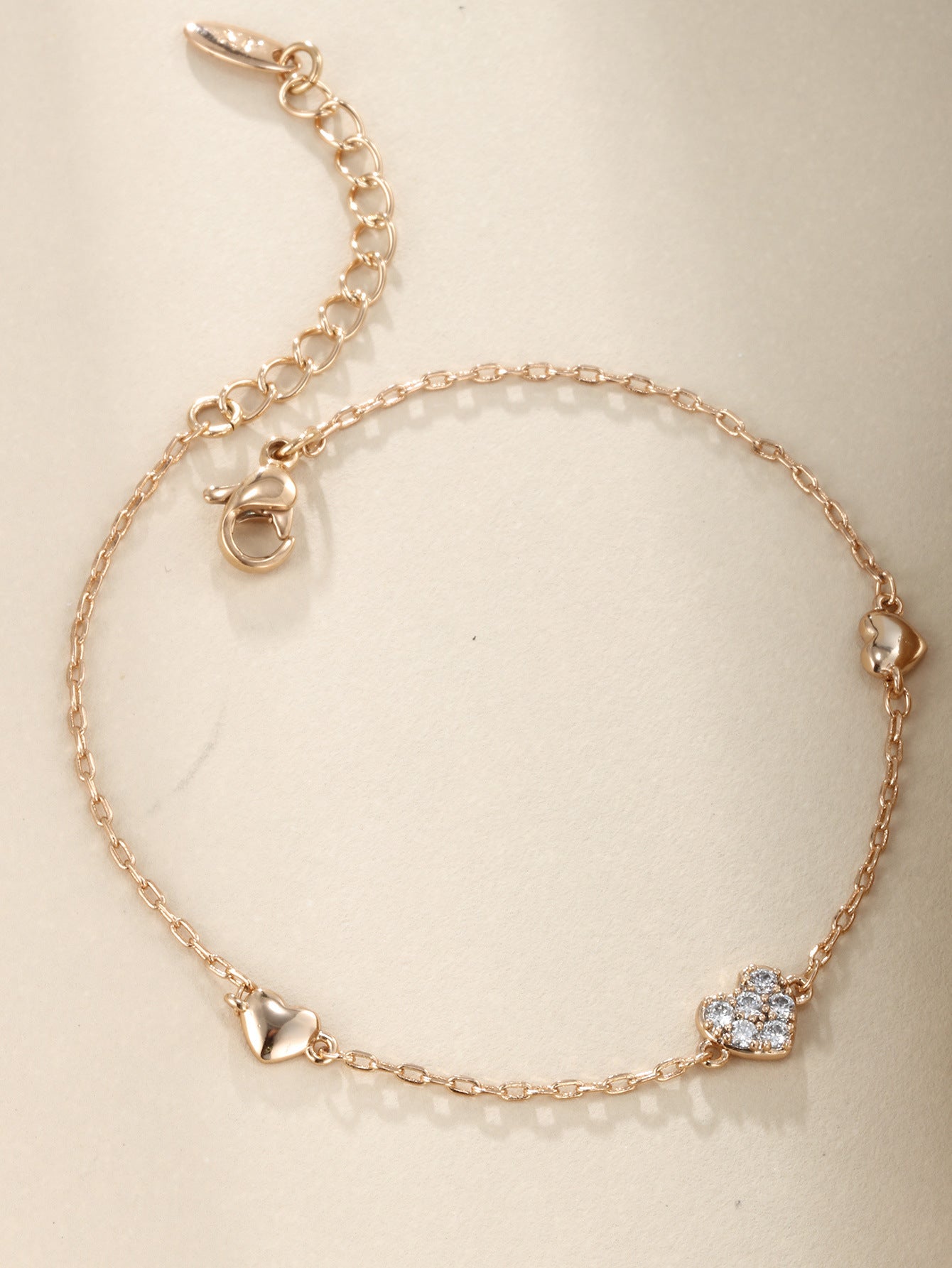 Gold Heart-shaped Diamond Heart Bracelet