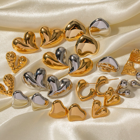 12 Pairs of Light Luxury Heart Earrings