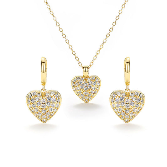 Exquisite Peach Heart Earring Set