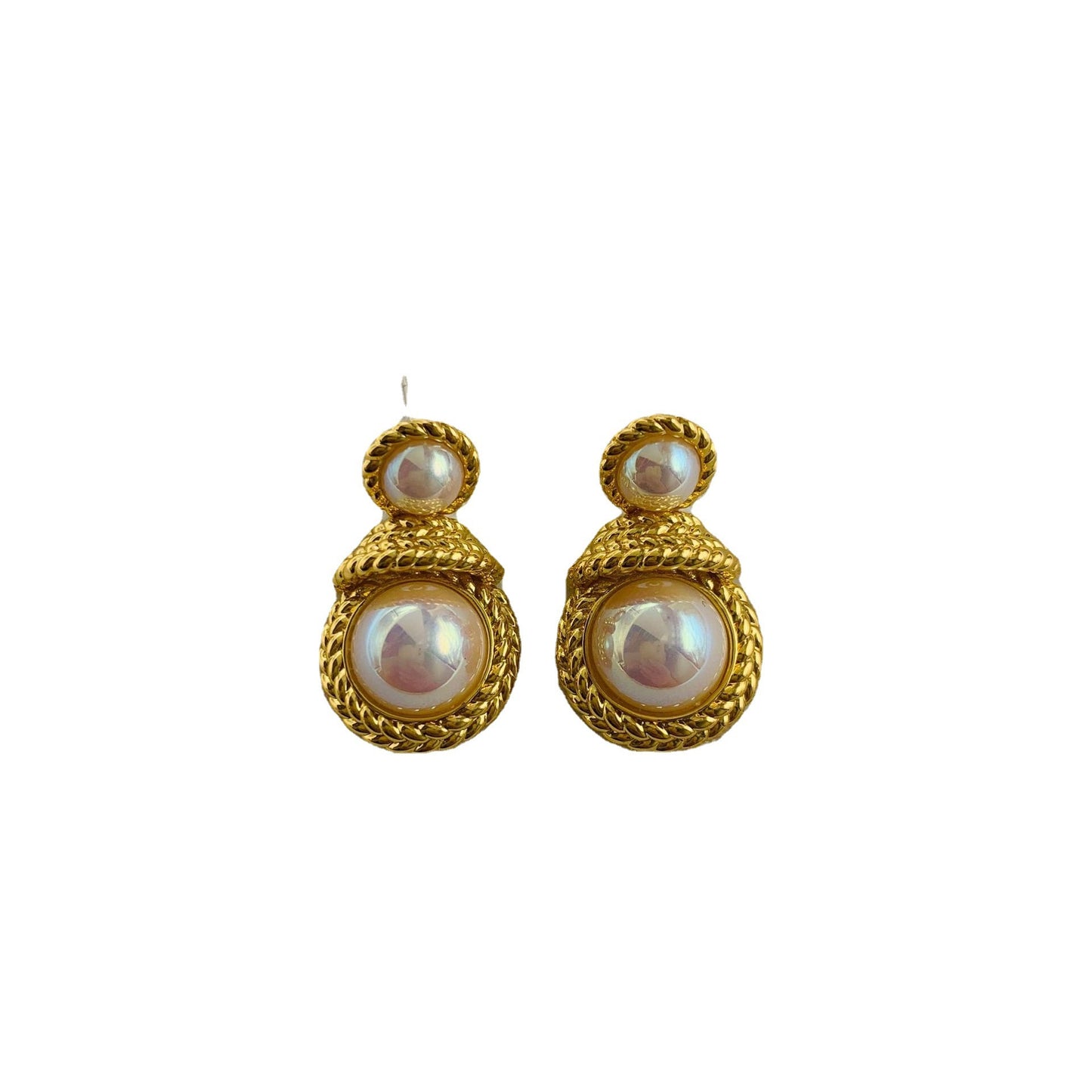 Golden Shell Vintage Pearl Earrings