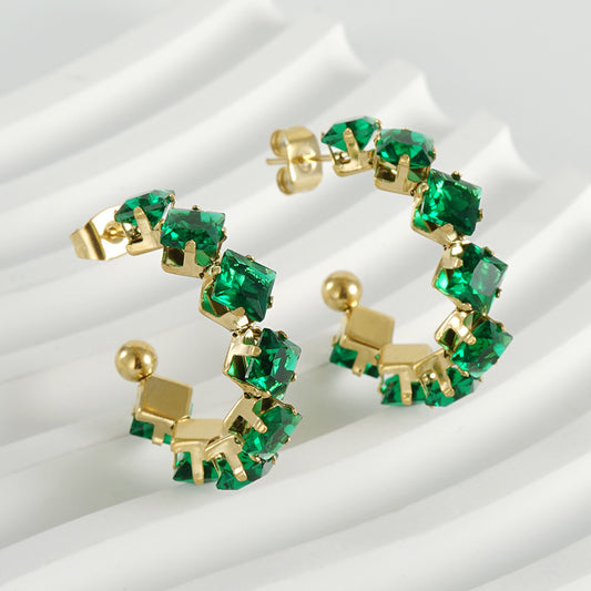 Emerald  Rhinestone Earrings