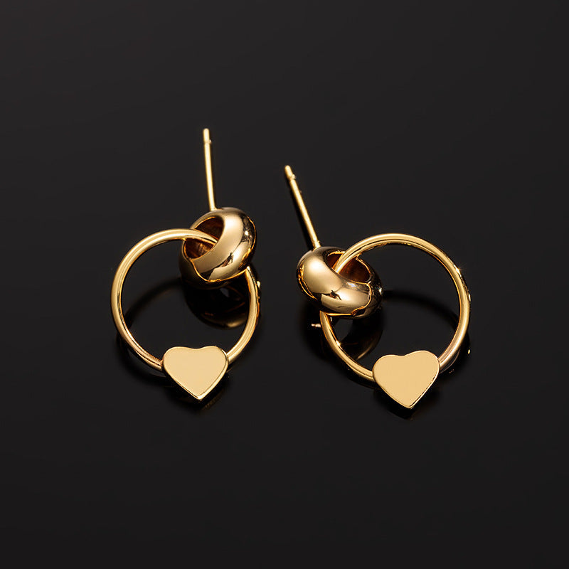 Simple Gold Hollow Heart-Shaped Earrings