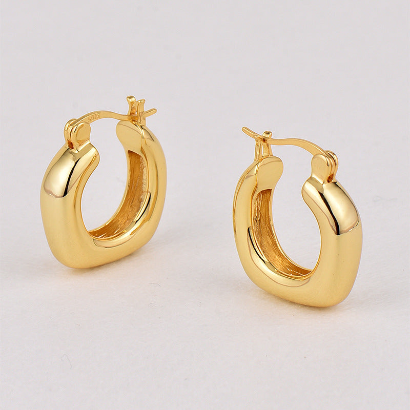 Glossy Gold Open Hoop Earrings