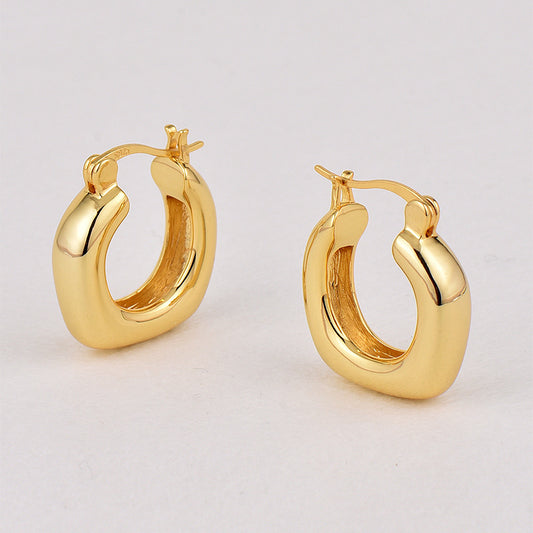 Glossy Gold Open Hoop Earrings