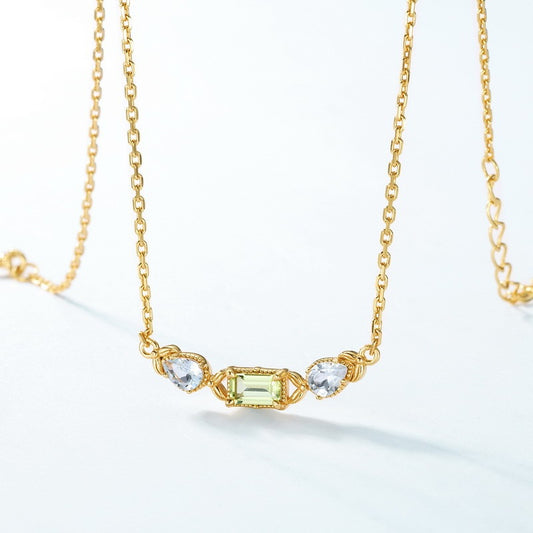 Square Olivine Pendant Necklace