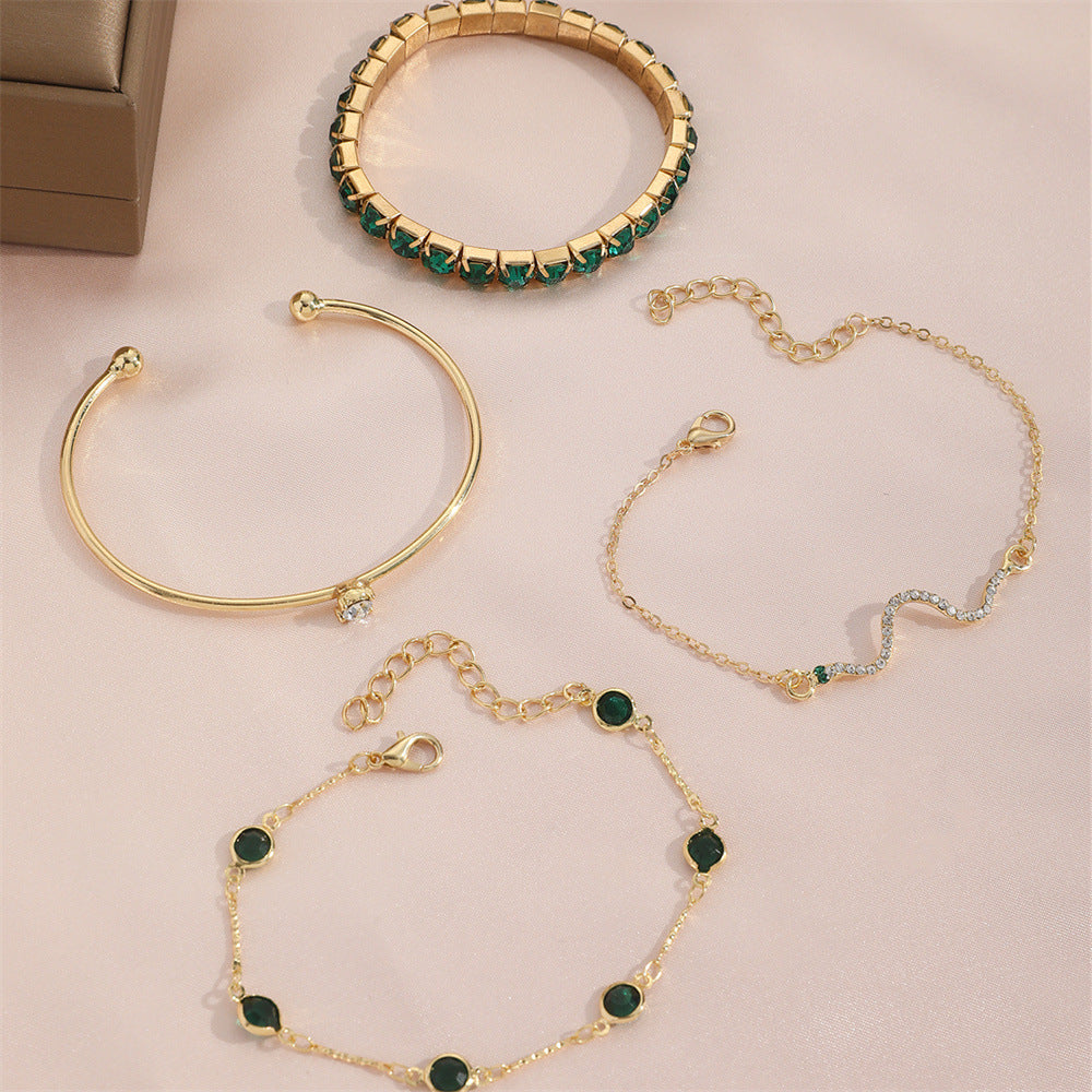 Green Diamond 4-Piece Bracelet Set