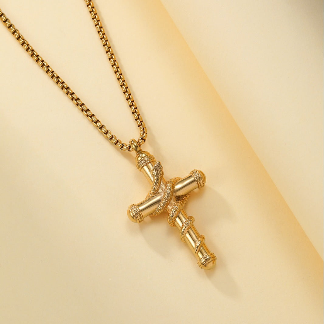 18k Gold Clavicle Detachable Cross Necklace