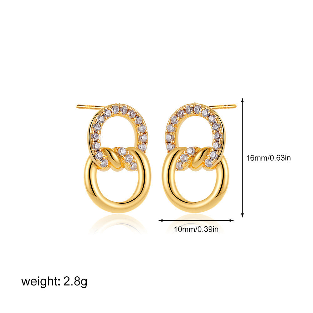 Gold Double Ring Micro Studs