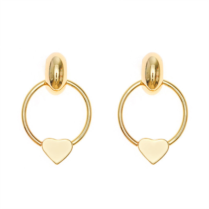 Simple Gold Hollow Heart-Shaped Earrings