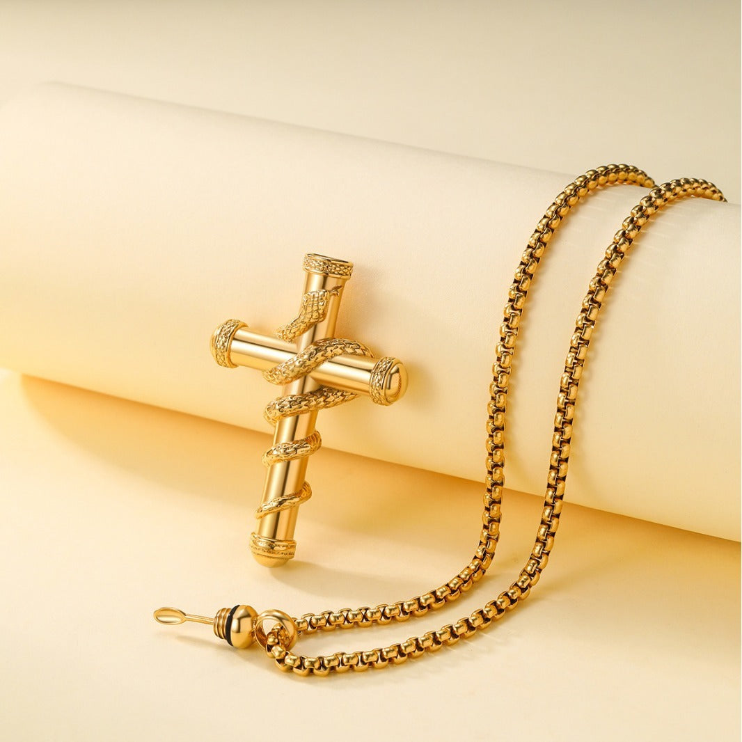 18k Gold Clavicle Detachable Cross Necklace