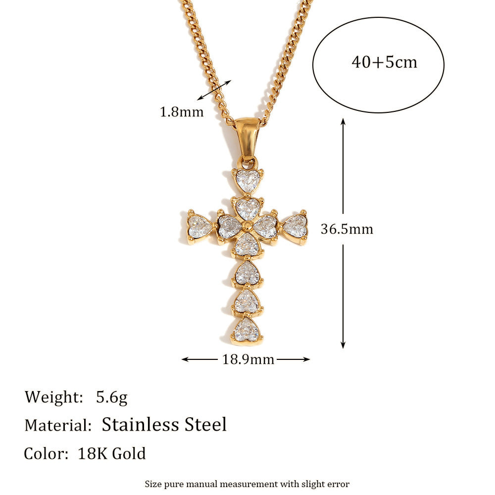 Stainless Steel 18K Gold Plated Cross Pendant Necklace