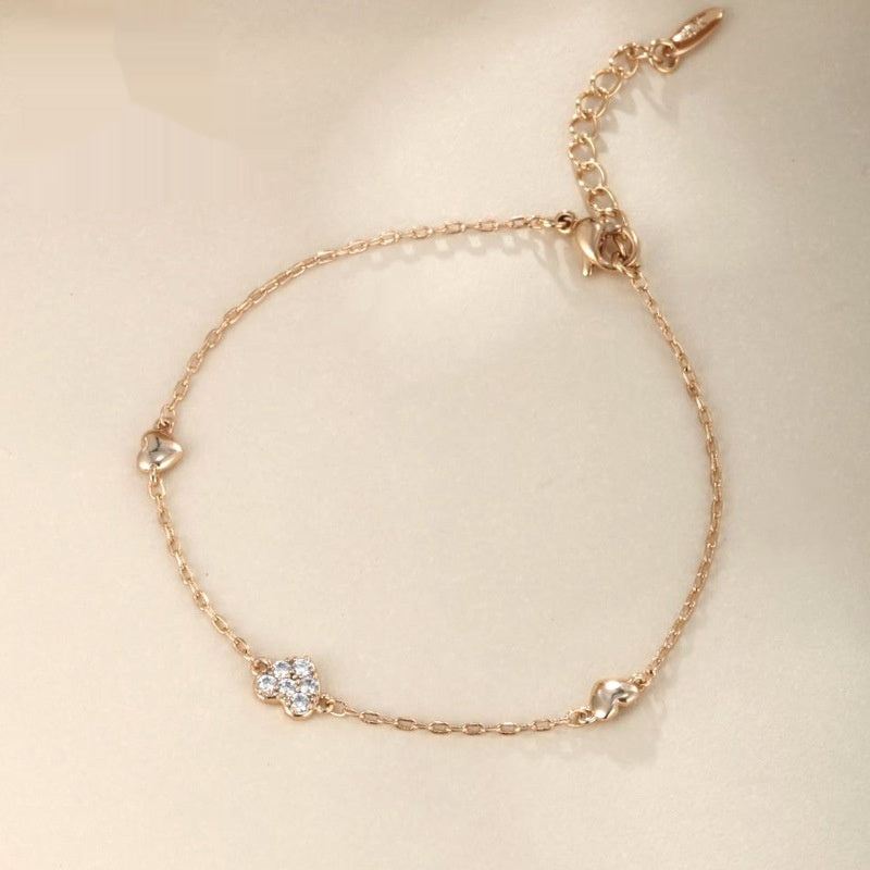 Gold Heart-shaped Diamond Heart Bracelet