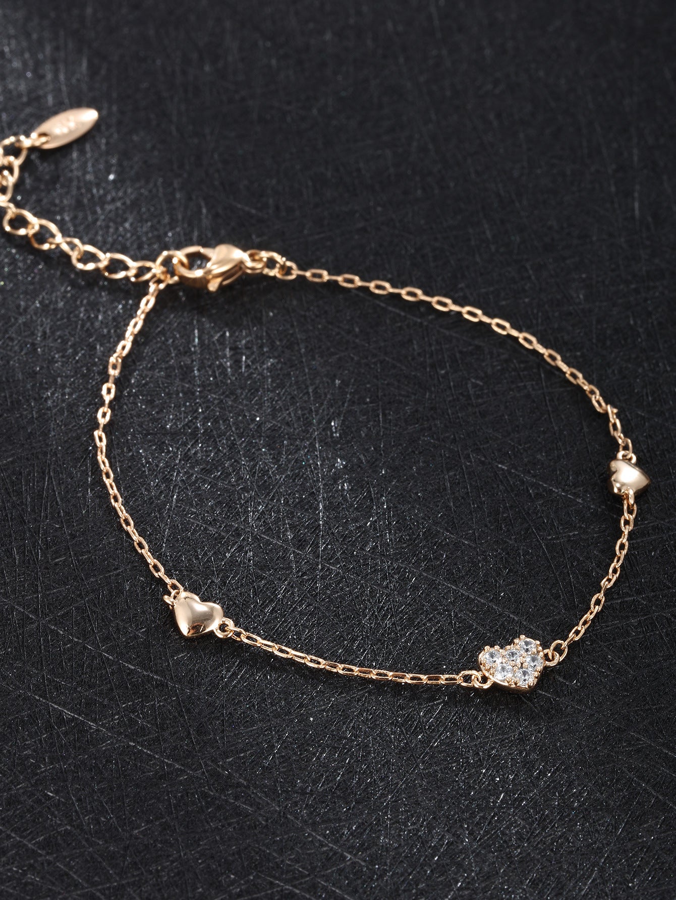 Gold Heart-shaped Diamond Heart Bracelet