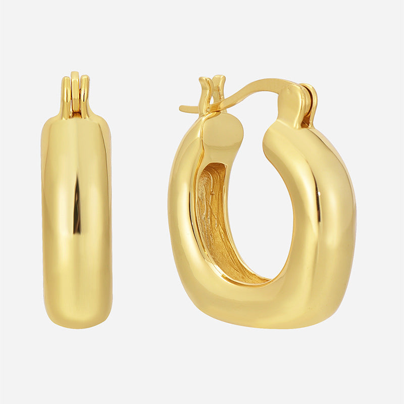 Glossy Gold Open Hoop Earrings