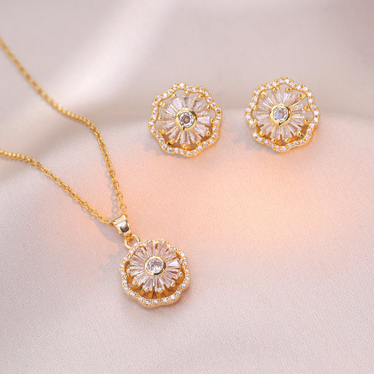 Flower Earring Necklace Set