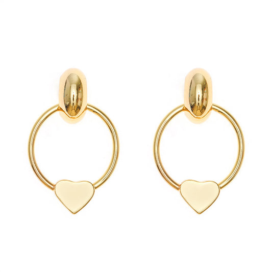 Simple Gold Hollow Heart-Shaped Earrings