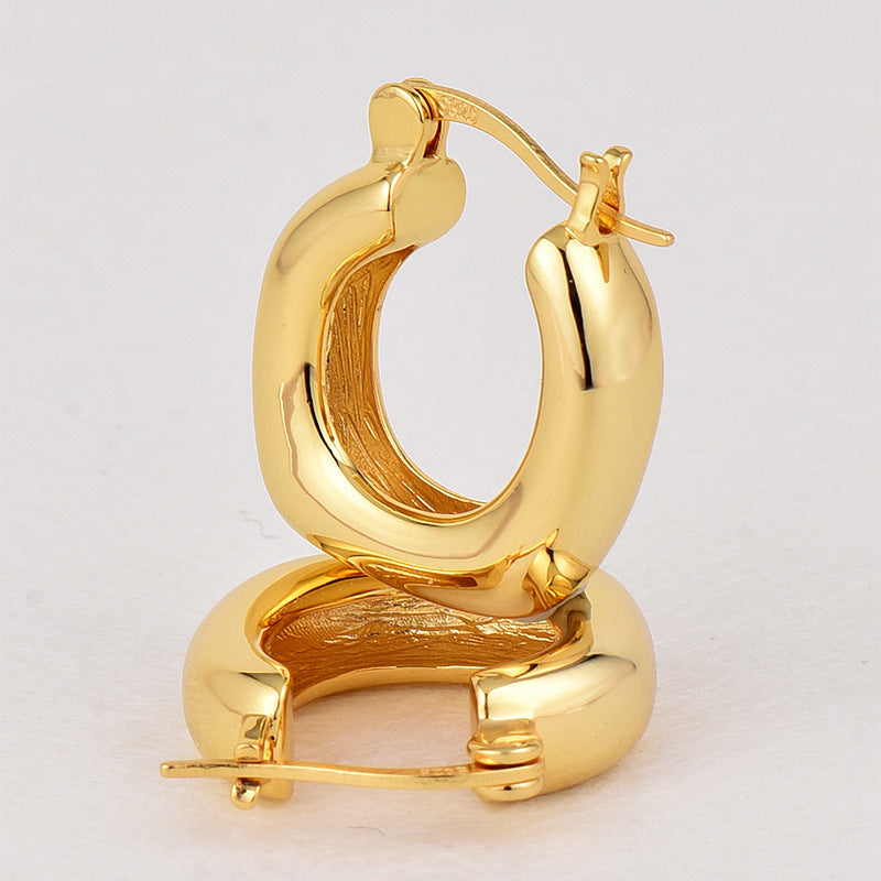 Glossy Gold Open Hoop Earrings