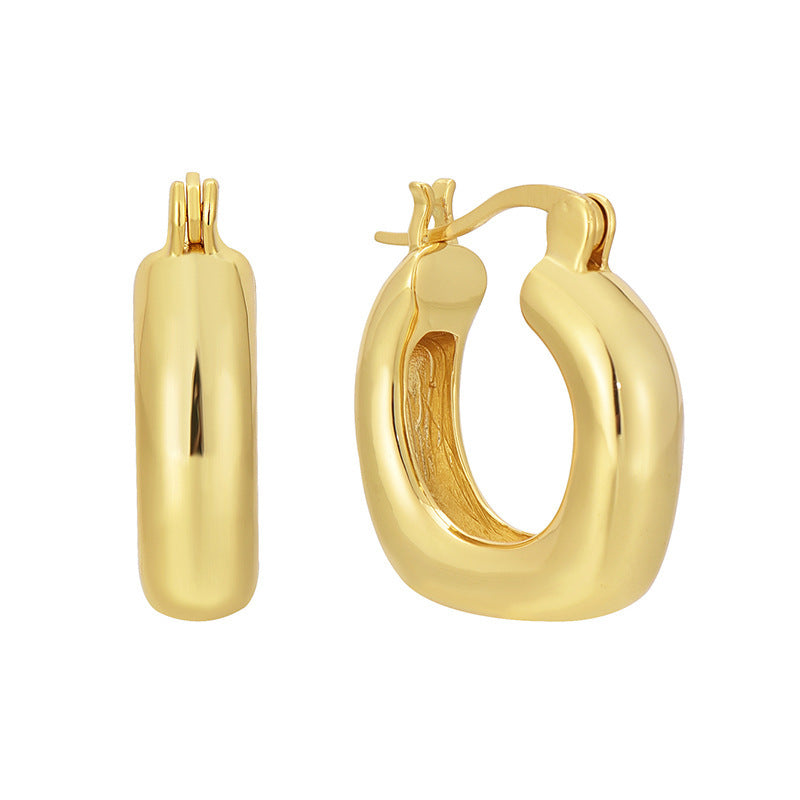 Glossy Gold Open Hoop Earrings