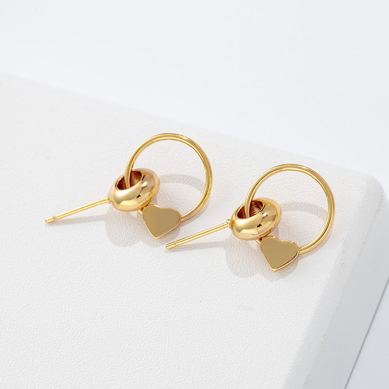 Simple Gold Hollow Heart-Shaped Earrings